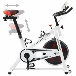 Exercise Spinning Bike with Pulse Sensors White and Red -Sports Shop Exercise Spinning Bike with Pulse Sensors White and Red 427164 2