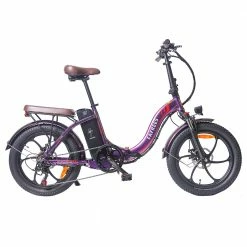 FAFREES F20 Pro Electric Bike 20*3.0 Inch Fat Tire 250W Brushless Motor 25Km/h Max Speed 7-Speed Gears With Removable 36V 18AH Lithium Battery 150KM Max Range Double Disc Brake Folding Frame E-bike - Purple