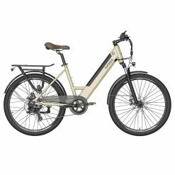FAFREES F26 Pro City E-Bike 26 Inch Step-through Electric Bicycle 25Km/h 250W Motor 36V 10Ah Embedded Removable Battery Shimano 7 Speed Dual Disc Brakes APP Connect - Golden -Sports Shop FAFREES F26 Pro 26 Step through City E Bike Gold 501480 1