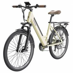 FAFREES F26 Pro City E-Bike 26 Inch Step-through Electric Bicycle 25Km/h 250W Motor 36V 10Ah Embedded Removable Battery Shimano 7 Speed Dual Disc Brakes APP Connect - Golden -Sports Shop FAFREES F26 Pro 26 Step through City E Bike Gold 501480 4