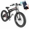 FAFREES FF91 Electric Folding Mountain Bike 26*4.0 Inch Fat Tire 1000W Motor 35Km/h Max Speed 48V 10Ah Battery Shimano 21 Speed 90KM Max Range Dual Disc Brake APP Control