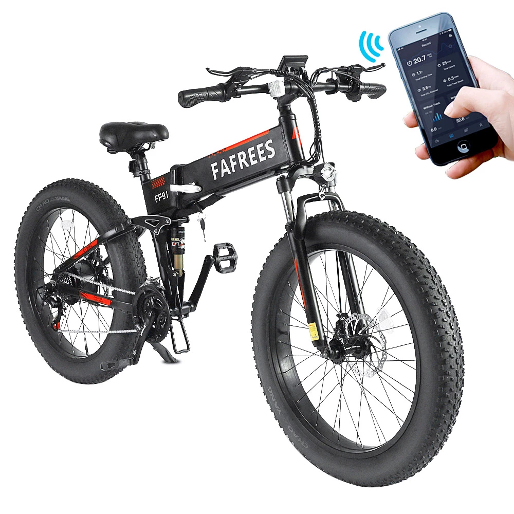 FAFREES FF91 Electric Folding Mountain Bike 26*4.0 Inch Fat Tire 1000W Motor 35Km/h Max Speed 48V 10Ah Battery Shimano 21 Speed 90KM Max Range Dual Disc Brake APP Control 3 FAFREES FF91 Electric Folding Mountain Bike 26*4.0 Inch Fat Tire 1000W Motor 35Km/h Max Speed 48V 10Ah Battery Shimano 21 Speed 90KM Max Range Dual Disc Brake APP Control