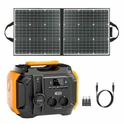 FF Flashfish A501 540Wh 500W Portable Power Station + SP 18V 100W Foldable Solar Panel Outdoor Emergency Power Supply Kit, AC 230V Output Portable Solar Generator CPAP Battery Failure Provides Emergency Power Supply for Motorhomes/Vans Outdoor