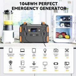 Flashfish F132 1000W Portable Power Station, 1048Wh/327600mAh LiFePo4 Battery Solar Generator, 230V AC Outlet, 19 Outputs, LED Display -Sports Shop Flashfish F132 1000W Portable Power Station 518152 2