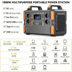 Flashfish F132 1000W Portable Power Station, 1048Wh/327600mAh LiFePo4 Battery Solar Generator, 230V AC Outlet, 19 Outputs, LED Display -Sports Shop Flashfish F132 1000W Portable Power Station 518152 3