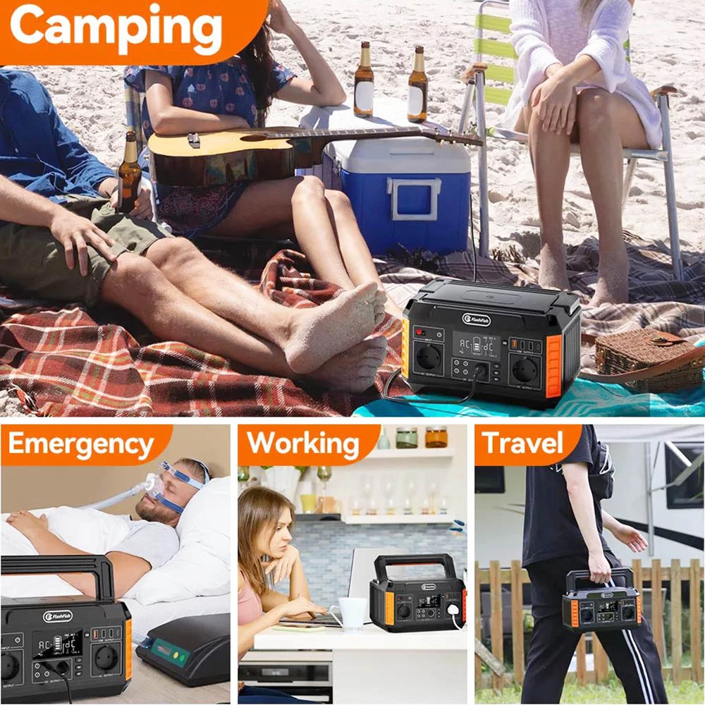 FlashFish P60 560W Portable Power Station, 520Wh/140400mAh Solar Generator, 220V Pure Sine Wave AC Outlets, 11 Outputs, LCD Display 6 FlashFish P60 560W Portable Power Station, 520Wh/140400mAh Solar Generator, 220V Pure Sine Wave AC Outlets, 11 Outputs, LCD Display - Image 4