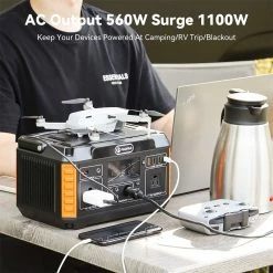 Flashfish P60 560W Portable Power Station, 520Wh/140400mAh Lithium Battery Pack Solar Generator Emergency Power Supply, AC/DC/USB Ports, 11 Outlets -Sports Shop Flashfish P60 520Wh Portable Power Station 517005 3