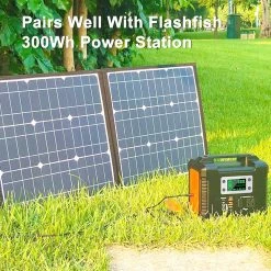 Flashfish SP18V 100W Portable Solar Panel 4-in-1 Connector Double USB Outputs Portable & Foldable Compatible with Most Power Stations For Outdoor Camping Van RV Trip -Sports Shop Flashfish SP18V100W Portable Solar Panel 515656 3