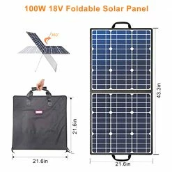 Flashfish SP18V 100W Portable Solar Panel 4-in-1 Connector Double USB Outputs Portable & Foldable Compatible with Most Power Stations For Outdoor Camping Van RV Trip -Sports Shop Flashfish SP18V100W Portable Solar Panel 515656 5
