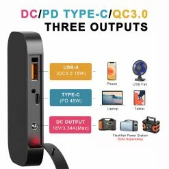 Flashfish TSP18V 60W Foldable Solar Panel, Portable Solar Charger with DC Outputs, 2 USB Outputs -Sports Shop Flashfish TSP18V 60W Foldable Solar Panel 515667 3