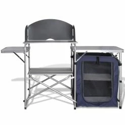 Foldable Camping Kitchen Unit with Windshield Aluminium -Sports Shop Foldable Camping Kitchen Unit with Windshield Aluminium 433007 2