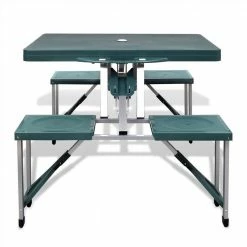 Foldable Camping Table Set with 4 Stools Aluminium Extra Light Green -Sports Shop Foldable Camping Table Set with 4 Stools Aluminium Extra Light Green 467392 2