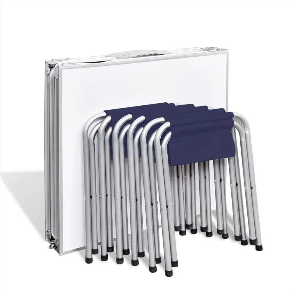 Foldable Camping Table Set with 6 Stools Height Adjustable 180x60cm 5 Foldable Camping Table Set with 6 Stools Height Adjustable 180x60cm - Image 3