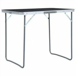 Foldable Camping Table with Metal Frame 80x60 cm Grey