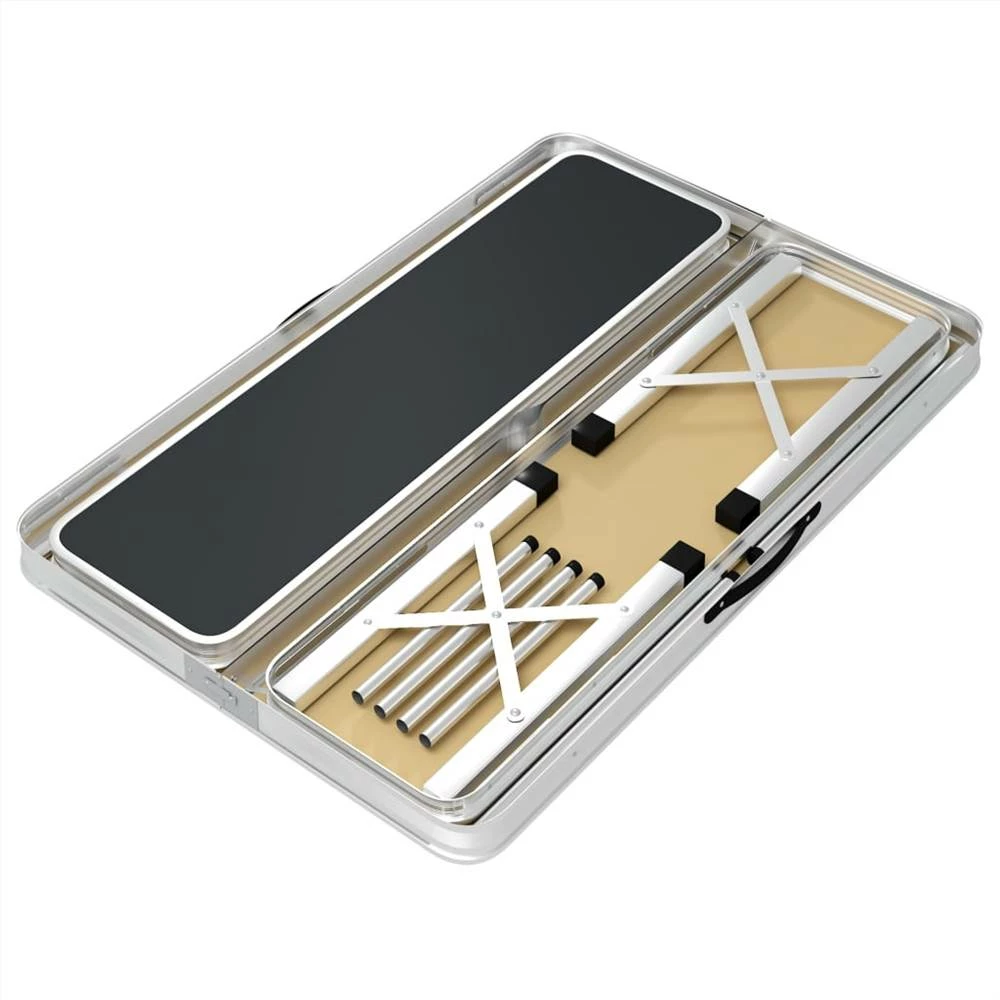 Folding Camping Table with 2 Benches Aluminium Grey 7 Folding Camping Table with 2 Benches Aluminium Grey - Image 5