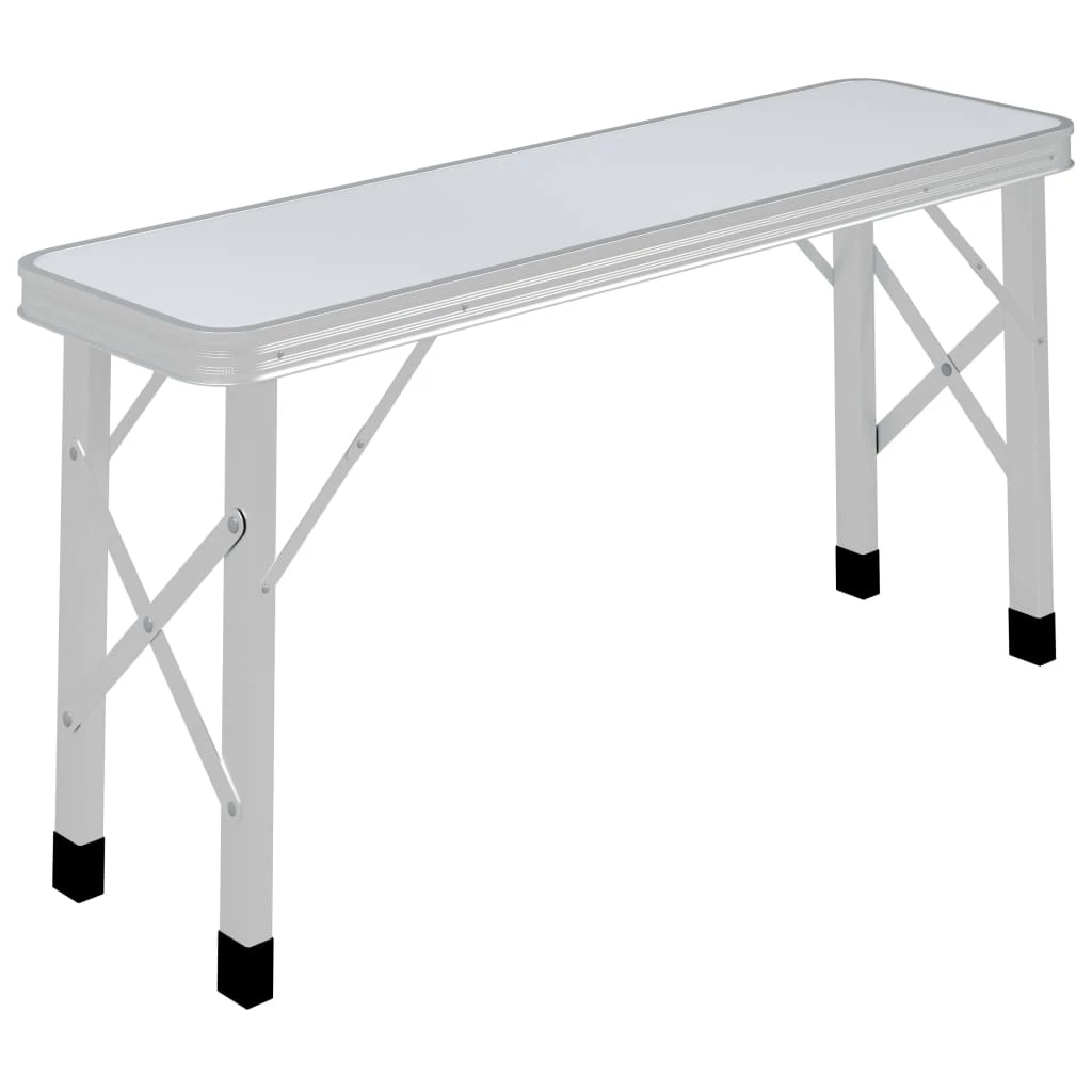 Folding Camping Table with 2 Benches Aluminium White 5 Folding Camping Table with 2 Benches Aluminium White - Image 3