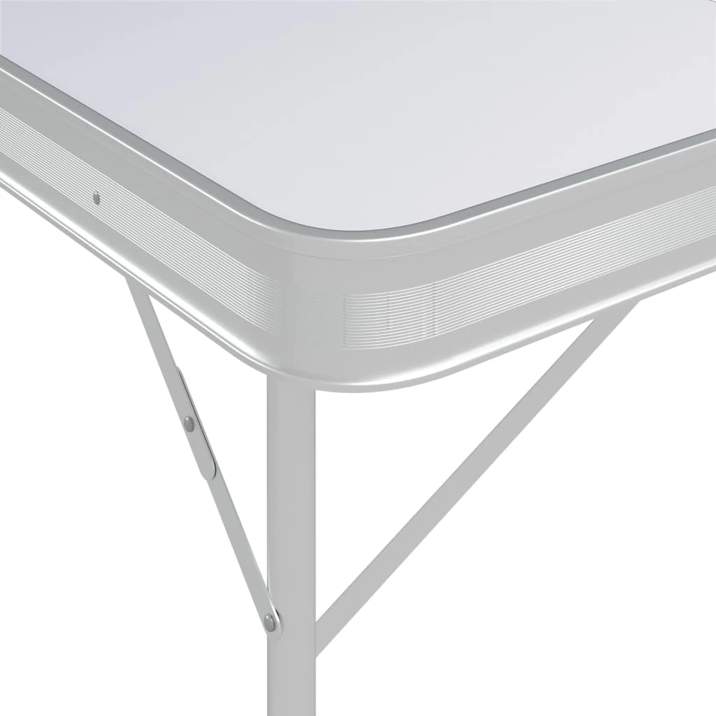 Folding Camping Table with 2 Benches Aluminium White 8 Folding Camping Table with 2 Benches Aluminium White - Image 6