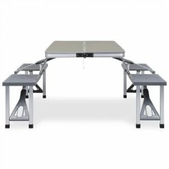 Folding Camping Table with 4 Seats Steel Aluminium -Sports Shop Folding Camping Table with 4 Seats Steel Aluminium 490208 2