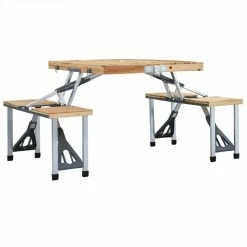 Folding Camping Table with 4 Seats Steel Aluminium -Sports Shop Folding Camping Table with 4 Seats Steel Aluminium 490903 3