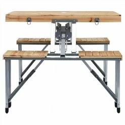 Folding Camping Table with 4 Seats Steel Aluminium -Sports Shop Folding Camping Table with 4 Seats Steel Aluminium 490903 4