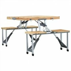 Folding Camping Table with 4 Seats Steel Aluminium -Sports Shop Folding Camping Table with 4 Seats Steel Aluminium 490903 5