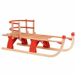 Folding Snow Sledge with Backrest 110 cm Wood