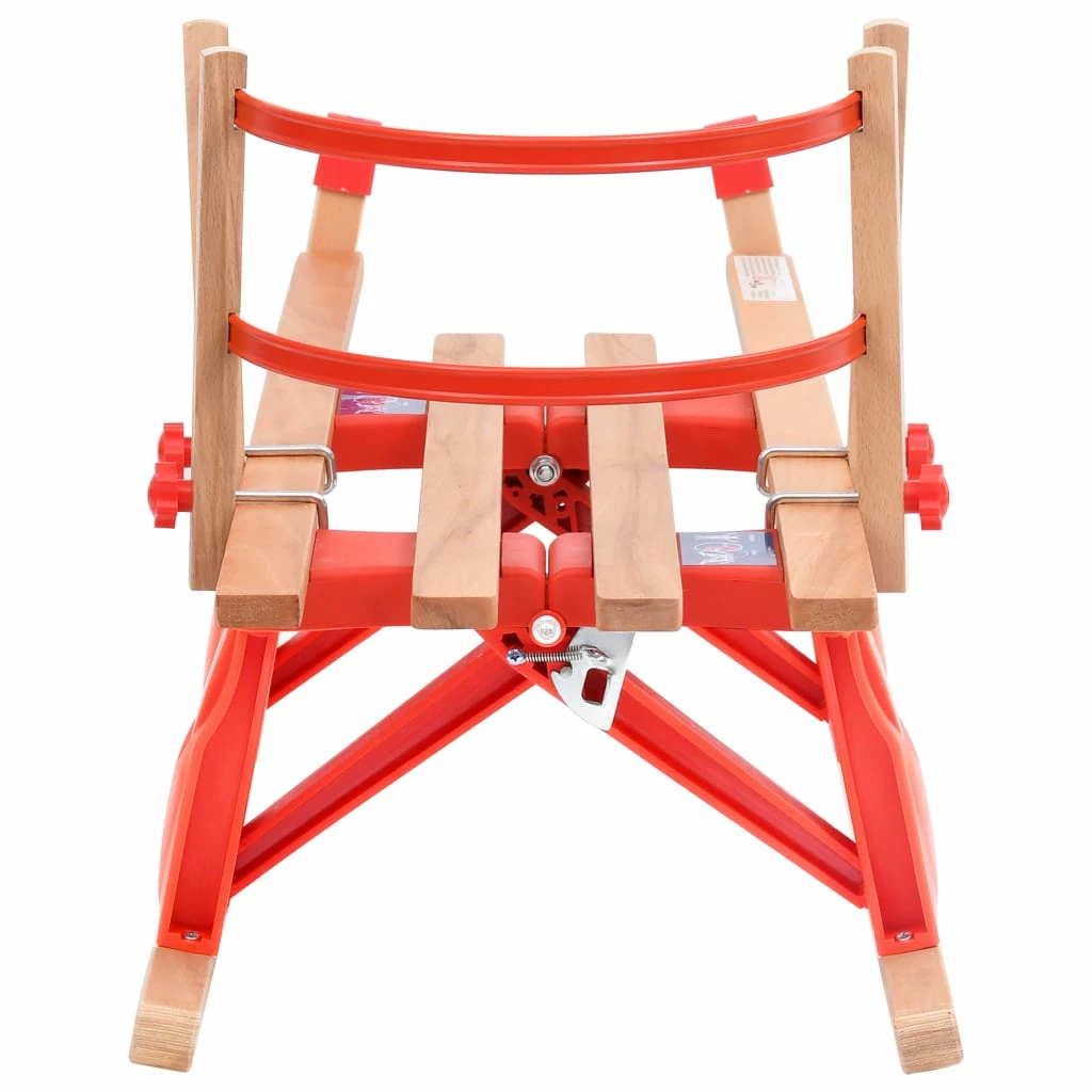 Folding Snow Sledge with Backrest 110 cm Wood 6 Folding Snow Sledge with Backrest 110 cm Wood - Image 4