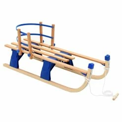 Folding Snow Sledge with Backrest Wood 110 cm -Sports Shop Folding Snow Sledge with Backrest Wood 110 cm 427739 2