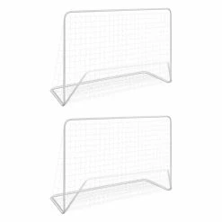 Football Goals 2 pcs with Nets 182x61x122 cm Steel White