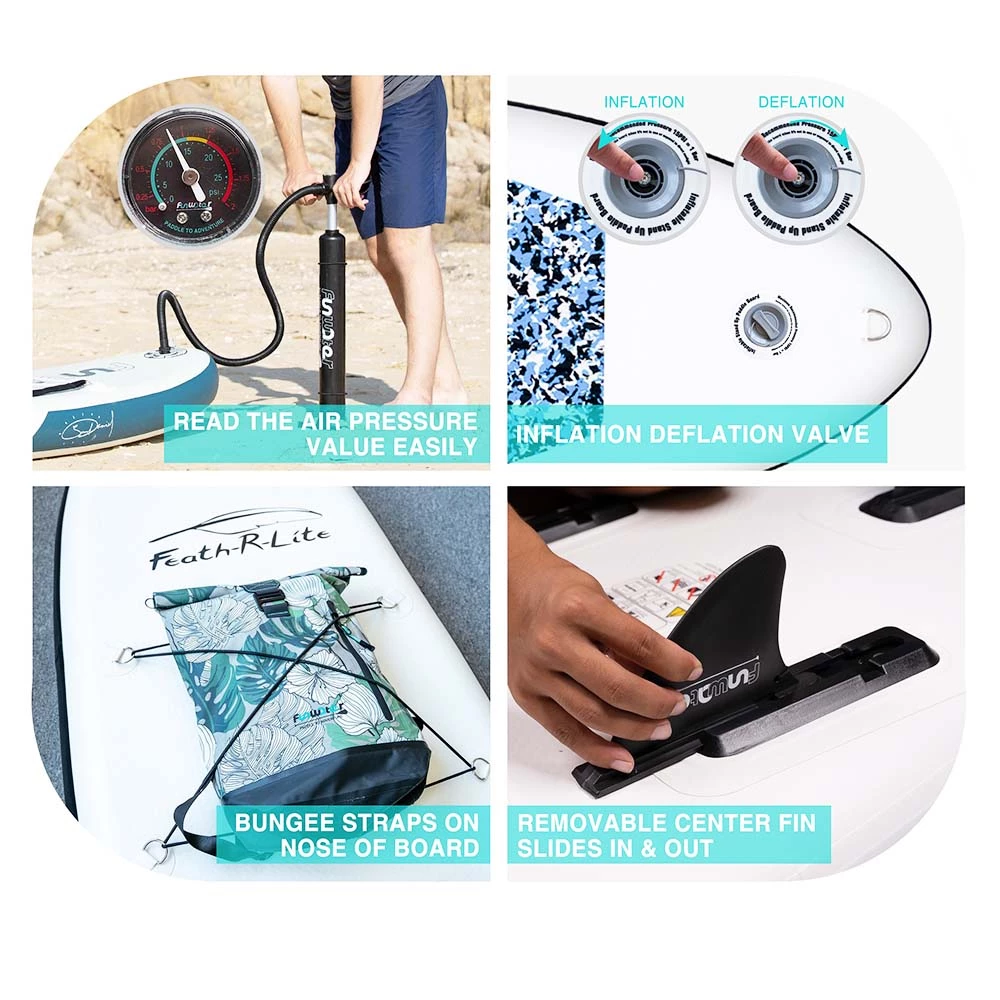 FunWater SUPFR04A CAMOUFLAGE Inflatable Stand Up Paddle Board 10'' Long 30' Wide 6' Thick Blue 5 FunWater SUPFR04A CAMOUFLAGE Inflatable Stand Up Paddle Board 10'' Long 30' Wide 6' Thick Blue - Image 3