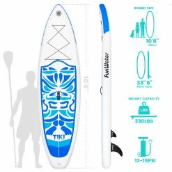 FunWater Cruise SUPFW02A Inflatable Stand Up Paddle Board 335x84x15cm Ultra-Light for All Levels with 10L Dry Bag Travel Backpack - Blue -Sports Shop FunWater Cruise 335x84x15cm Inflatable SUP Board 500272 4