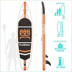 FunWater Cruise SUPFW03A Inflatable Stand Up Paddle Board 335x84x15cm Ultra-Light for All Levels with 10L Dry Bag Travel Backpack -Sports Shop FunWater Cruise 335x84x15cm Inflatable SUP Board 500282 3