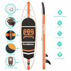 FunWater Cruise SUPFW03A Inflatable Stand Up Paddle Board 335x84x15cm Ultra-Light for All Levels with 10L Dry Bag Travel Backpack -Sports Shop FunWater Cruise 335x84x15cm Inflatable SUP Board 500282 5