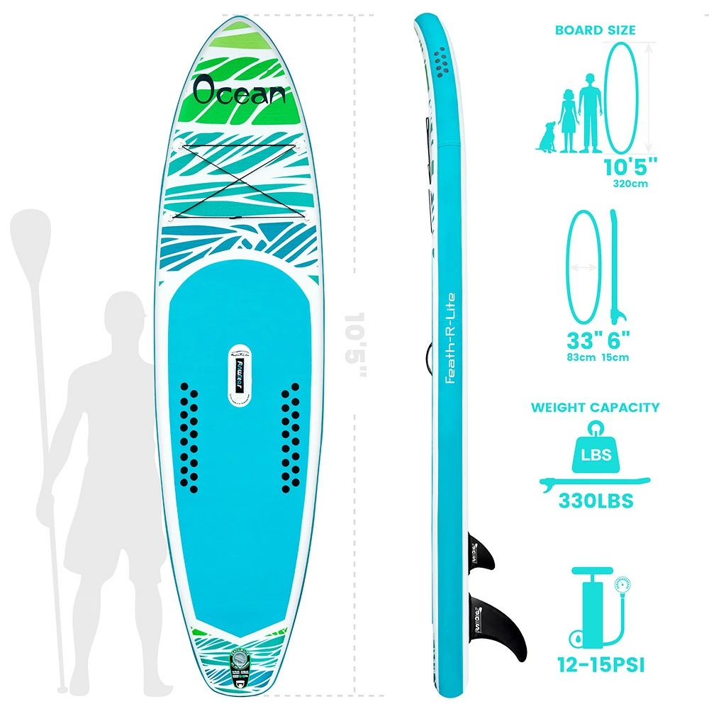FunWater ADVENTURE-OCEAN Inflatable Stand Up Paddle Board 350x84x15cm with Complete Accessories Waterproof Bag 6 FunWater ADVENTURE-OCEAN Inflatable Stand Up Paddle Board 350x84x15cm with Complete Accessories Waterproof Bag - Image 4