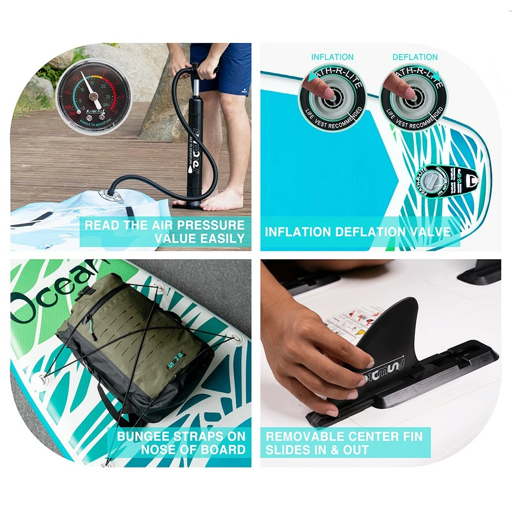 FunWater ADVENTURE-OCEAN Inflatable Stand Up Paddle Board 350x84x15cm with Complete Accessories Waterproof Bag 7 FunWater ADVENTURE-OCEAN Inflatable Stand Up Paddle Board 350x84x15cm with Complete Accessories Waterproof Bag - Image 5