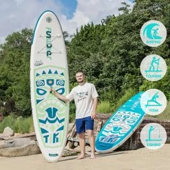 FunWater SUPFW05A NEW TIKI Inflatable Stand Up Paddle Board 10.6'' Long 33' Wide 6' Thick -Sports Shop FunWater NEW TIKI Inflatable Stand Up Paddle Board 507207 4