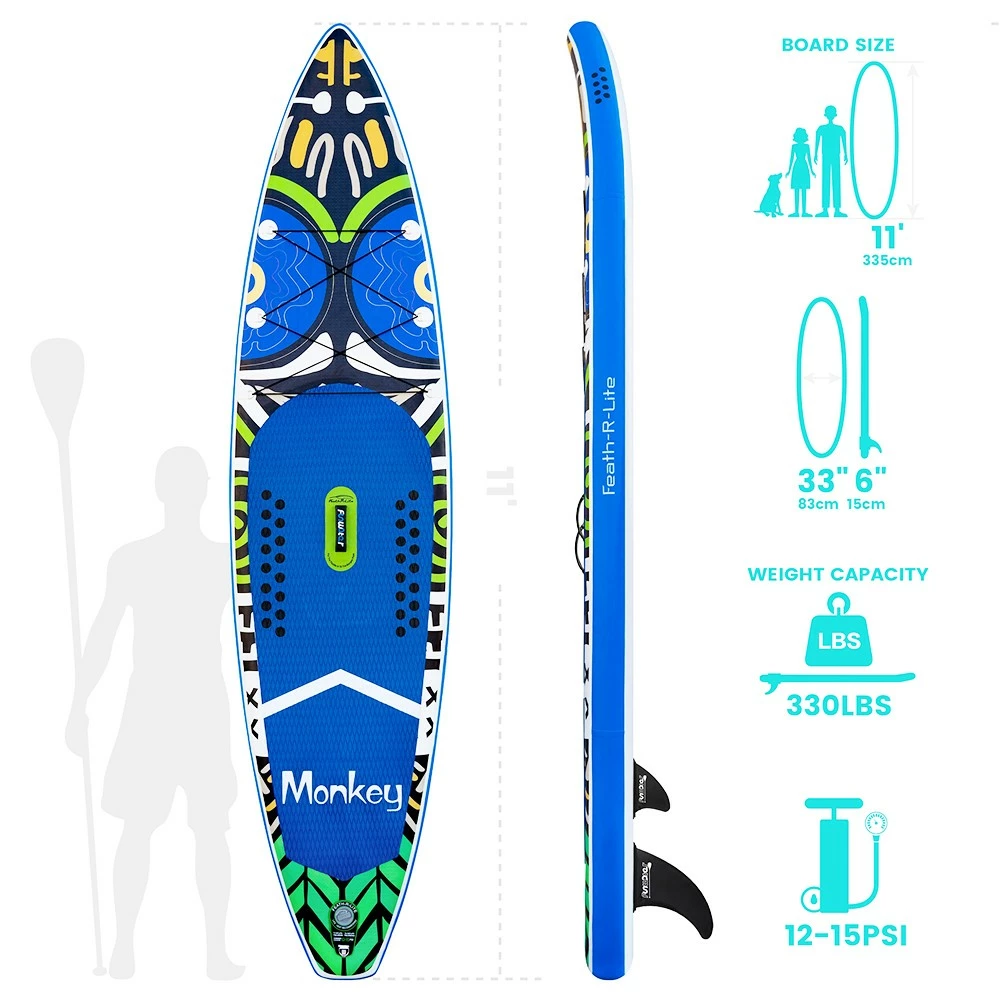 Funwater Racing Roard Monkey 132*33*6 Inch Inflatable Stand Up Paddling Board Maximum Load 150kg with Accessories 6 Funwater Racing Roard Monkey 132*33*6 Inch Inflatable Stand Up Paddling Board Maximum Load 150kg with Accessories - Image 4