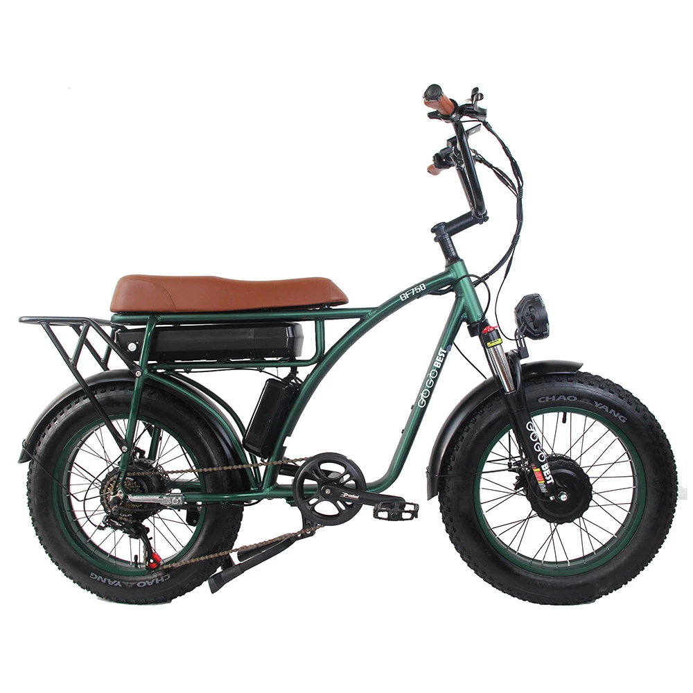 GOGOBEST GF750 Electric Bicycle 1000W*2 Dual Motors 50Km/h Max Speed 48V 17.5Ah Battery 20*4.0 Inch Fat Tire Shimano 7-Speed Gear with USB Phone Charging 200KG Max Load - Army Green 3 GOGOBEST GF750 Electric Bicycle 1000W*2 Dual Motors 50Km/h Max Speed 48V 17.5Ah Battery 20*4.0 Inch Fat Tire Shimano 7-Speed Gear with USB Phone Charging 200KG Max Load - Army Green