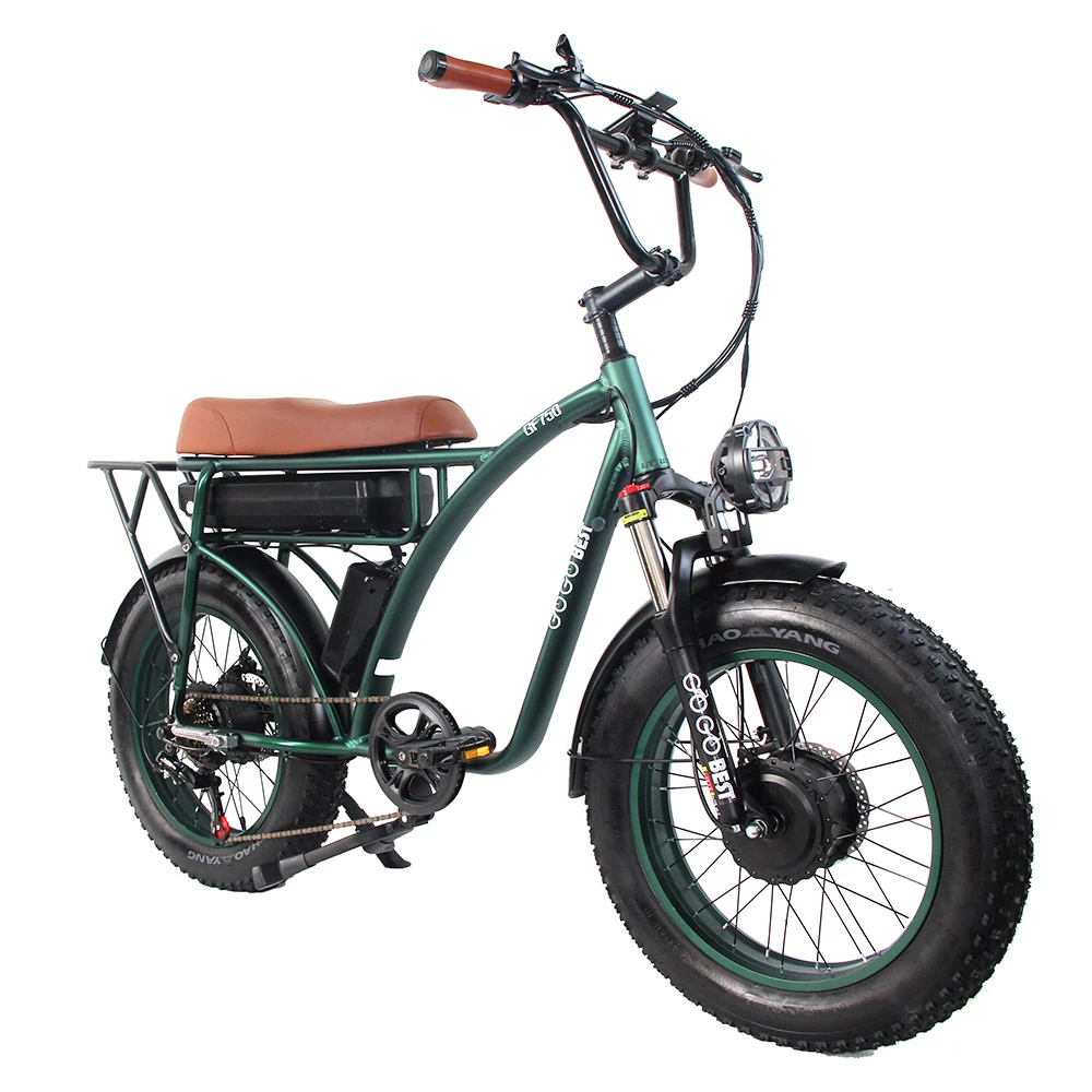 GOGOBEST GF750 Electric Bicycle 1000W*2 Dual Motors 50Km/h Max Speed 48V 17.5Ah Battery 20*4.0 Inch Fat Tire Shimano 7-Speed Gear with USB Phone Charging 200KG Max Load - Army Green 5 GOGOBEST GF750 Electric Bicycle 1000W*2 Dual Motors 50Km/h Max Speed 48V 17.5Ah Battery 20*4.0 Inch Fat Tire Shimano 7-Speed Gear with USB Phone Charging 200KG Max Load - Army Green - Image 3