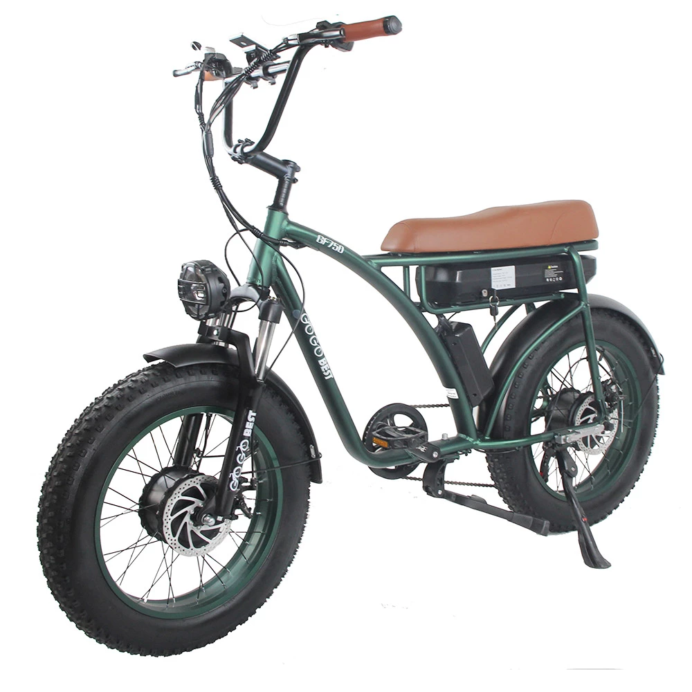 GOGOBEST GF750 Electric Bicycle 1000W*2 Dual Motors 50Km/h Max Speed 48V 17.5Ah Battery 20*4.0 Inch Fat Tire Shimano 7-Speed Gear with USB Phone Charging 200KG Max Load - Army Green 6 GOGOBEST GF750 Electric Bicycle 1000W*2 Dual Motors 50Km/h Max Speed 48V 17.5Ah Battery 20*4.0 Inch Fat Tire Shimano 7-Speed Gear with USB Phone Charging 200KG Max Load - Army Green - Image 4
