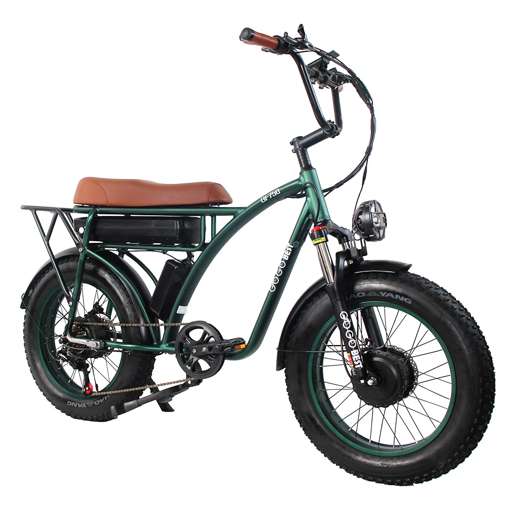 GOGOBEST GF750 Electric Bicycle 1000W*2 Dual Motors 50Km/h Max Speed 48V 17.5Ah Battery 20*4.0 Inch Fat Tire Shimano 7-Speed Gear with USB Phone Charging 200KG Max Load - Army Green 7 GOGOBEST GF750 Electric Bicycle 1000W*2 Dual Motors 50Km/h Max Speed 48V 17.5Ah Battery 20*4.0 Inch Fat Tire Shimano 7-Speed Gear with USB Phone Charging 200KG Max Load - Army Green - Image 5