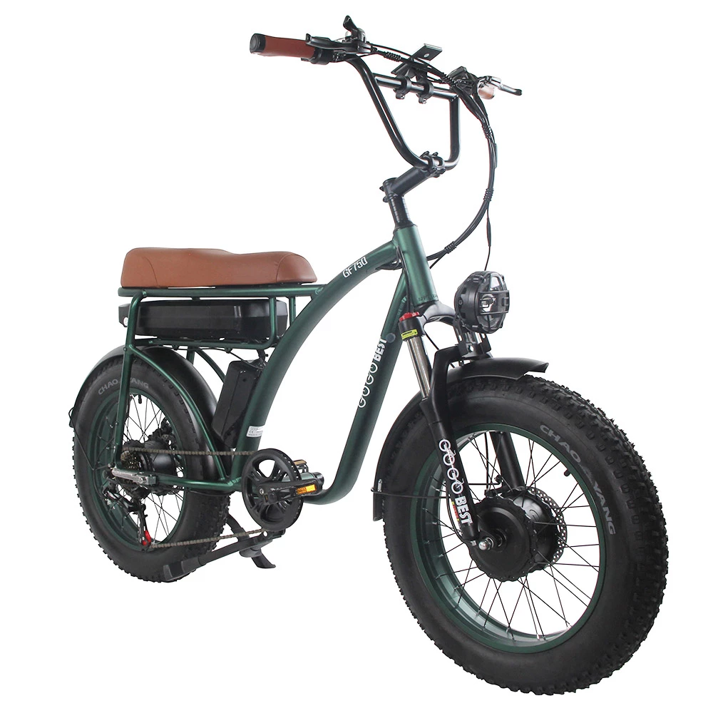GOGOBEST GF750 Electric Bicycle 1000W*2 Dual Motors 50Km/h Max Speed 48V 17.5Ah Battery 20*4.0 Inch Fat Tire Shimano 7-Speed Gear with USB Phone Charging 200KG Max Load - Army Green 8 GOGOBEST GF750 Electric Bicycle 1000W*2 Dual Motors 50Km/h Max Speed 48V 17.5Ah Battery 20*4.0 Inch Fat Tire Shimano 7-Speed Gear with USB Phone Charging 200KG Max Load - Army Green - Image 6