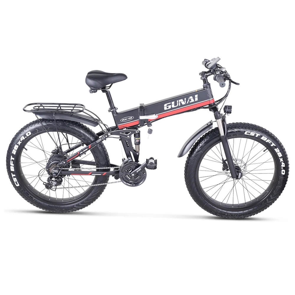 GUNAI MX01 1000W 48V 12.8Ah 26'' Electric Bicycle 40km/h Max Speed 40-50km Mileage Range 150kg Max Load - Red 3 GUNAI MX01 1000W 48V 12.8Ah 26'' Electric Bicycle 40km/h Max Speed 40-50km Mileage Range 150kg Max Load - Red