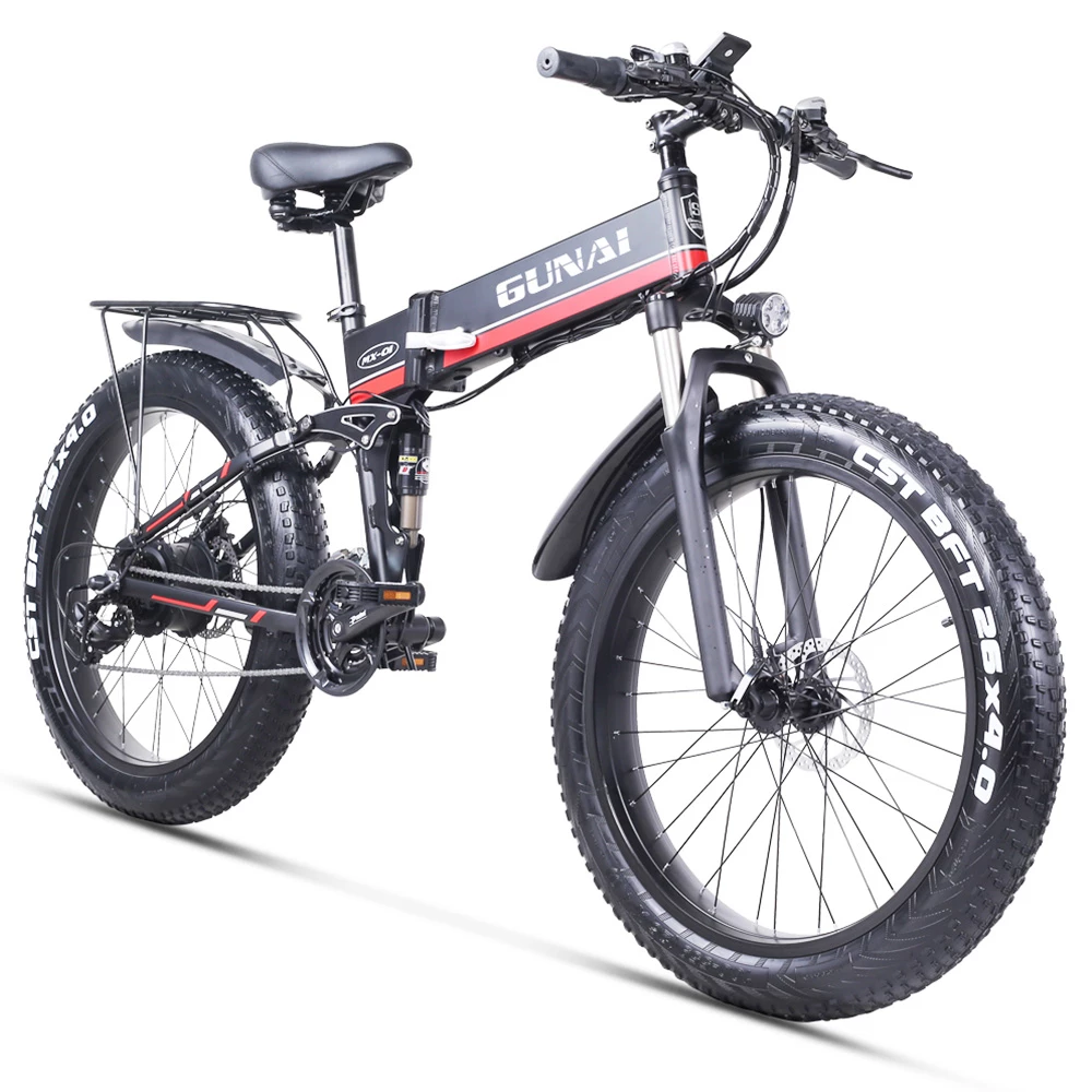 GUNAI MX01 1000W 48V 12.8Ah 26'' Electric Bicycle 40km/h Max Speed 40-50km Mileage Range 150kg Max Load - Red 4 GUNAI MX01 1000W 48V 12.8Ah 26'' Electric Bicycle 40km/h Max Speed 40-50km Mileage Range 150kg Max Load - Red - Image 2