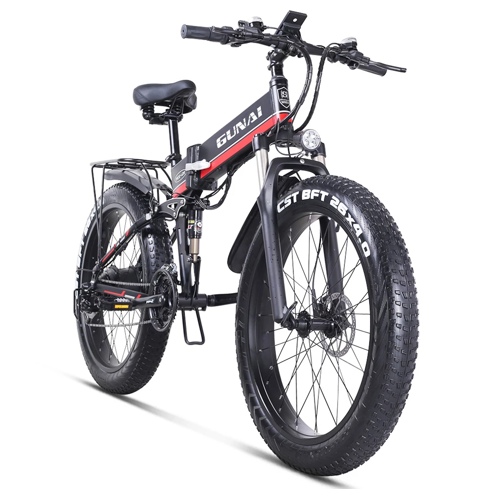 GUNAI MX01 1000W 48V 12.8Ah 26'' Electric Bicycle 40km/h Max Speed 40-50km Mileage Range 150kg Max Load - Red 5 GUNAI MX01 1000W 48V 12.8Ah 26'' Electric Bicycle 40km/h Max Speed 40-50km Mileage Range 150kg Max Load - Red - Image 3