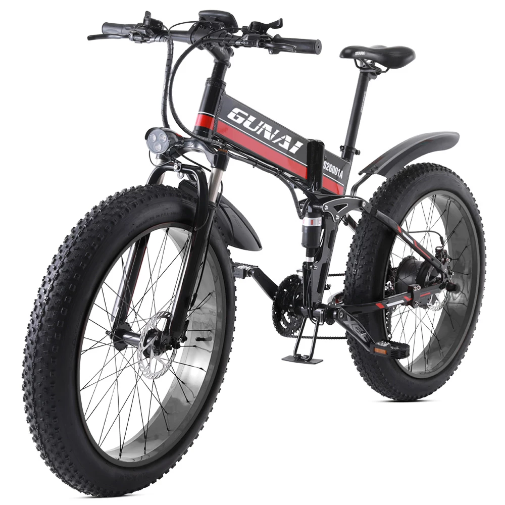 GUNAI MX01 1000W 48V 12.8Ah 26'' Electric Bicycle 40km/h Max Speed 40-50km Mileage Range 150kg Max Load - Red 7 GUNAI MX01 1000W 48V 12.8Ah 26'' Electric Bicycle 40km/h Max Speed 40-50km Mileage Range 150kg Max Load - Red - Image 5