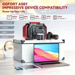 Gofort A501 500W Portable Power Station, 540Wh/150000mAh Solar Generator, 60W PD Quick Charge, 110V Pure Sine Wave - US Plug 9 Gofort A501 500W Portable Power Station, 540Wh/150000mAh Solar Generator, 60W PD Quick Charge, 110V Pure Sine Wave - US Plug -Sports Shop Gofort A501 500W Portable Power Station US Plug 515665 1