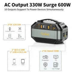 Gofort P56 330W Portable Power Station, 299Wh/80850mAh Portable Solar Generator, 10 Outputs, Built-in MPPT Controller -Sports Shop Gofort P56 299Wh Portable Power Station 517042 2