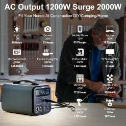 Gofort UA1100 1100Wh Portable Power Station 2x Pure Sine Wave AC110V Outlets 1200W Inverter Solar Generator for RV Van -Sports Shop Gofort UA1100 1100Wh Portable Power Station 490021 3