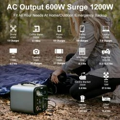 Gofort UA550 550Wh Portable Power Station 2x Pure Sine Wave AC110V Outlets 600W Inverter Solar Generator for RV -Sports Shop Gofort UA550 550Wh Portable Power Station 490022 3